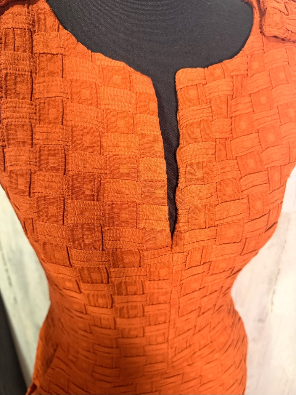 Stunning textured sheath Burnt Orange dress by Tabitha Anthropologie size 0 - Picture 8 of 13